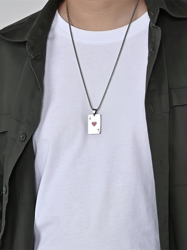 Unisex Street Style Poker Design Pendant Necklace, Trendy Novelty Charm Necklace, Chic All-match Vintage Jewelry As Gift for Women & Men, Valentine's Day, Gift 2