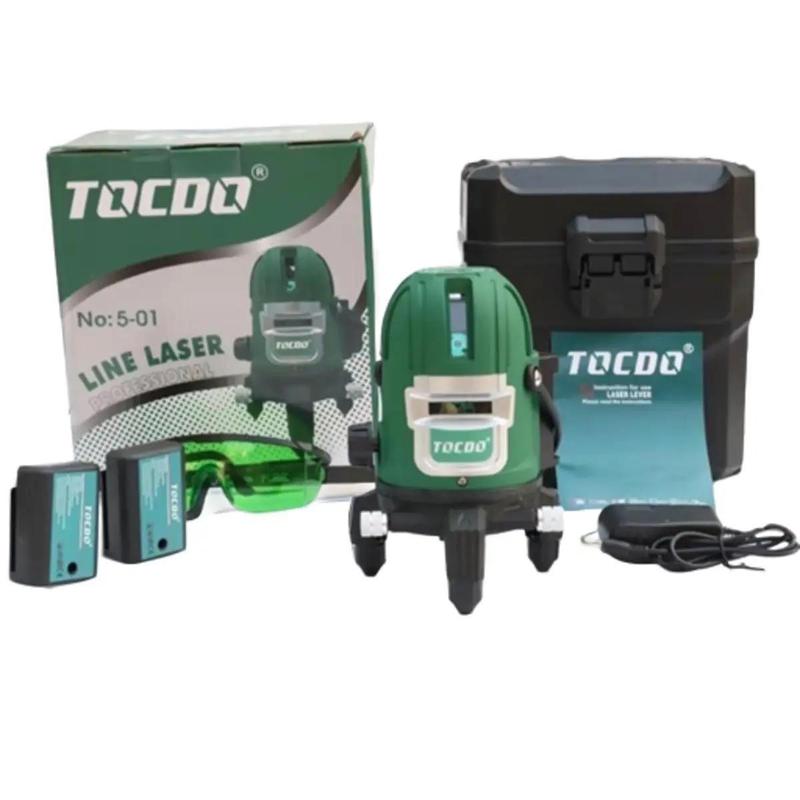 Máy cân bằng lazer tocdo 5 tia xanh siêu sáng dùng ngoài trời bóng led 2 pin dung lượng lớn Bảo hành của nhà cung cấp Multicoloured may can bang laser vn máy đo khoảng cách bằng laser