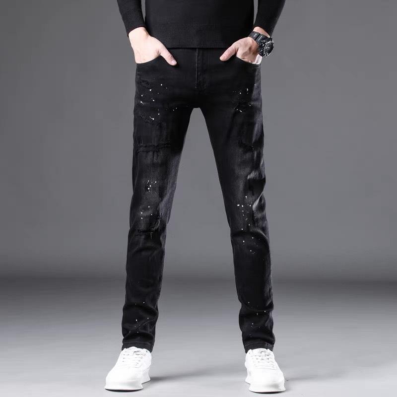 Quần jean nam dài đen rách vải sơn chất liệu denim cao cấp - Diễm Nhi Store Ms66