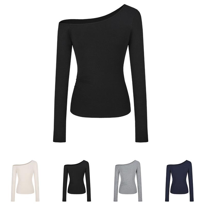Retro Hot girl Women Sexy Off shoulder Long sleeve T-shirt Fashion All-match top 5