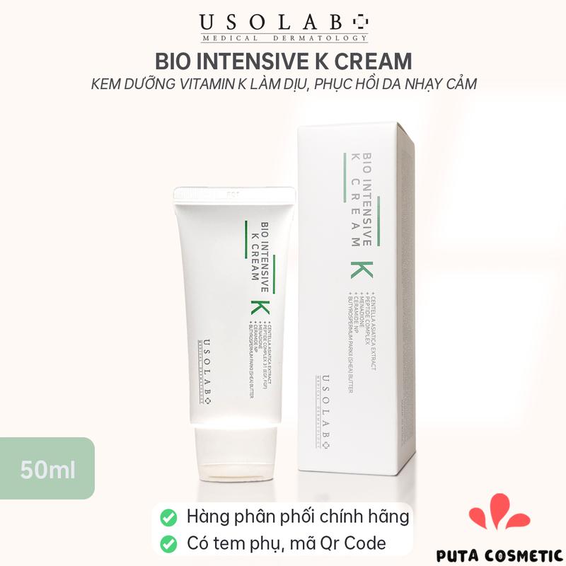   Hàng Công Ty  Usolab Bio Intensive K Cream 50ml - Kem Dưỡng Vitamin K Làm Dịu Phục Hồi Da Nhạy Cảm Skincare Nữ Women Chăm Sóc Da Làm Đẹp Da 