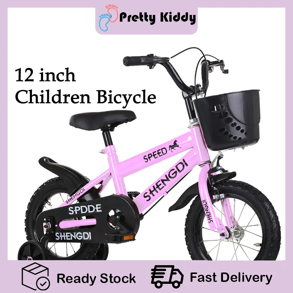 【COD】(Tayar Angin) 12 inch Children's Bicycle Kids Bicycle Cycling Gift Car Child Bicycle Road Bike 12 Inch Basikal Kanak-kanak Adjustable Light Outdoor Speed Toys Seat 12 inch bicycle Roda Berisi Udara Plastic Children