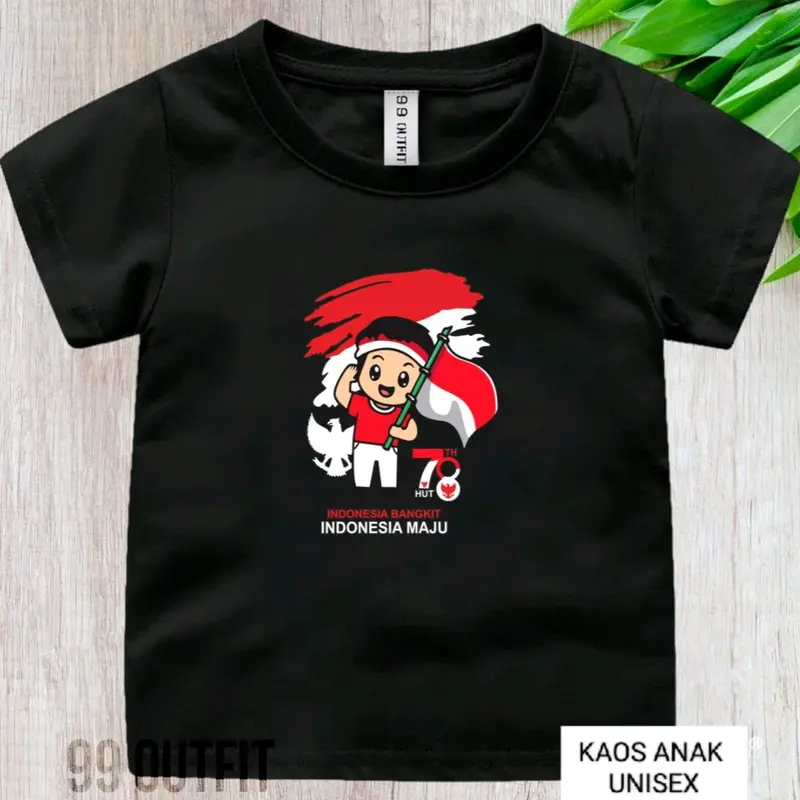 KIDS WORLD STORE Kaos Anak 1-10th Gambar HUT 78 MERDEKA/ kaos anak cowo cewe 17 AGUSTUSAN 2