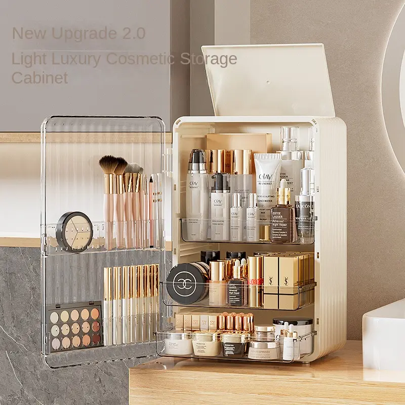 Light Luxury Cosmetics Storage Box Household Skin Care Products Dust proof Storage Cabinet Desktop Dresser Large Capacity Storage Box Storage Box Organiser