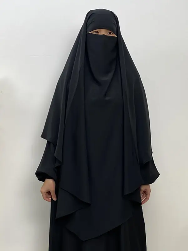 Arabic Clothing-satin Solid Instant Hijab without Dress, Trendy Minimalist Plain Color Khimar, Stylish Soft Comfort Bounce Muslim Hijab Women Accessories for Daily Use 4