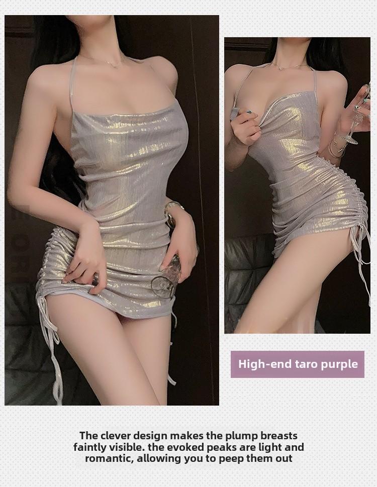 Product Introduction of 【4Z】Sexy halter strap dress, clubwear bodycon mini dress, waist-slimming ruffles bodycon dress, sweet and cool Korean-style nightgown 19