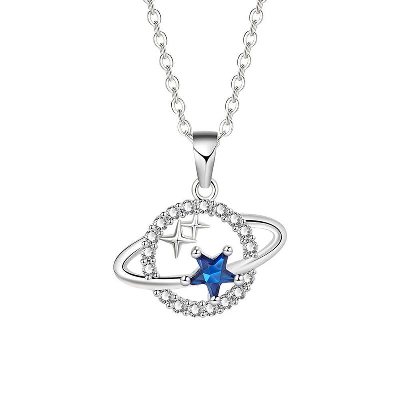 Product Introduction of Blue Planet Necklace Women Planet Sapphire Blue Necklace 4