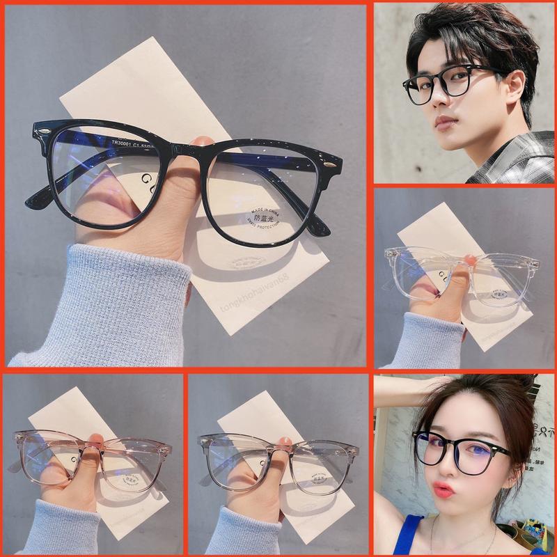 Mắt kính gọng tròn chống tia bức xạ UV chống ánh sáng xanh, kính không độ nam nữ thời trang retro sành điệu