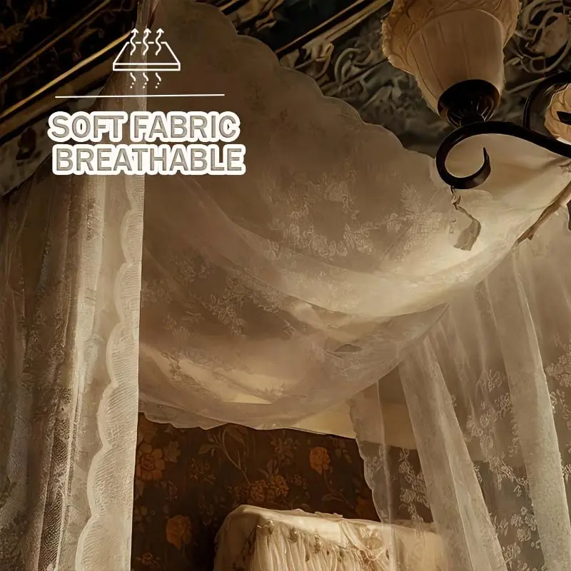 Bed Canopy, 1 Count Elegant Lace Bed Canopy, Bedding Accessories for Home Bedroom, Bedroom Accessories, Bedroom Decor, Frame Not Included 6