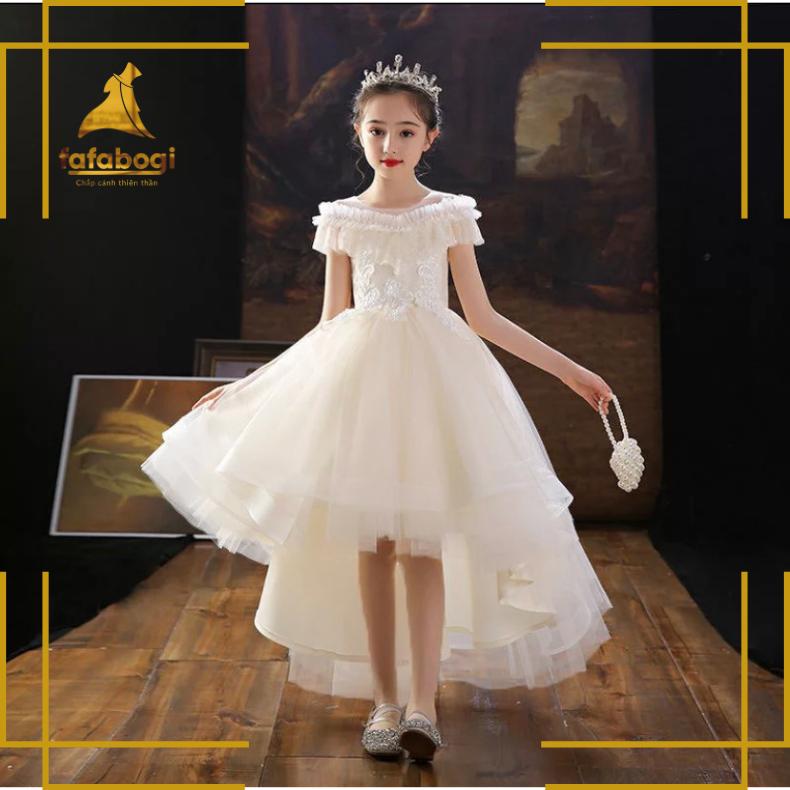 Váy công chúa bé gái váy bé gái thời trang cao cấp đuôi tôm sát nách màu trắng DBG085 váy cô dâu dành cho trẻ con lớp 3 váy phù dâu cho bé gái váy đi đám cưới cho 13 14 tuổi