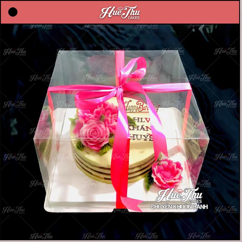 Hộp đựng bánh Mica Vuông trong suốt 11/13/16/22/26/28/30/32/34/36cm (cao 15-45cm, kèm đế) đựng bánh sinh nhật, quà tặng 0