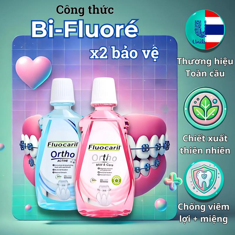 Nước Súc Miệng Sabai Fluocaril Thái Lan Dành Cho Răng Niềng, Làm Sạch Mảng Bám, Trắng Răng, Giảm Hôi Miệng 500ML Sabai Care