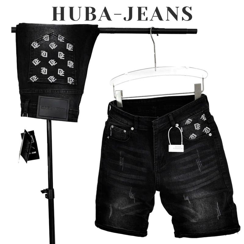 Quần short jeans nam đen wash bassic Menswear quầntàntật quần purple Pants HUBA-JEANS có BIGSIZE