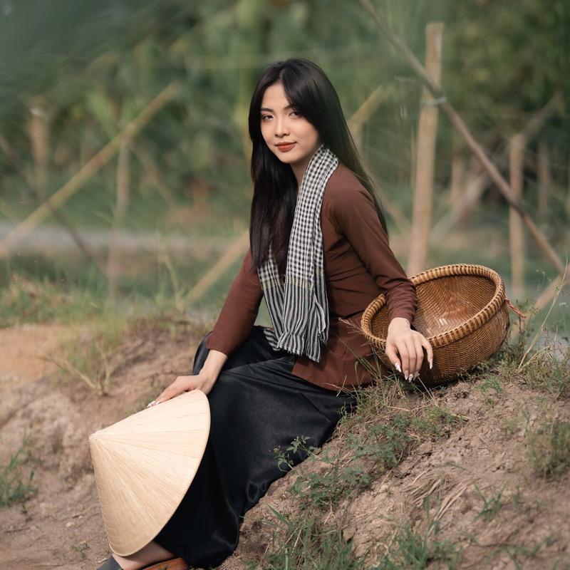 Bộ đồ bà ba mÀu LỤA NÂU  miền Tây giá rẻ 0