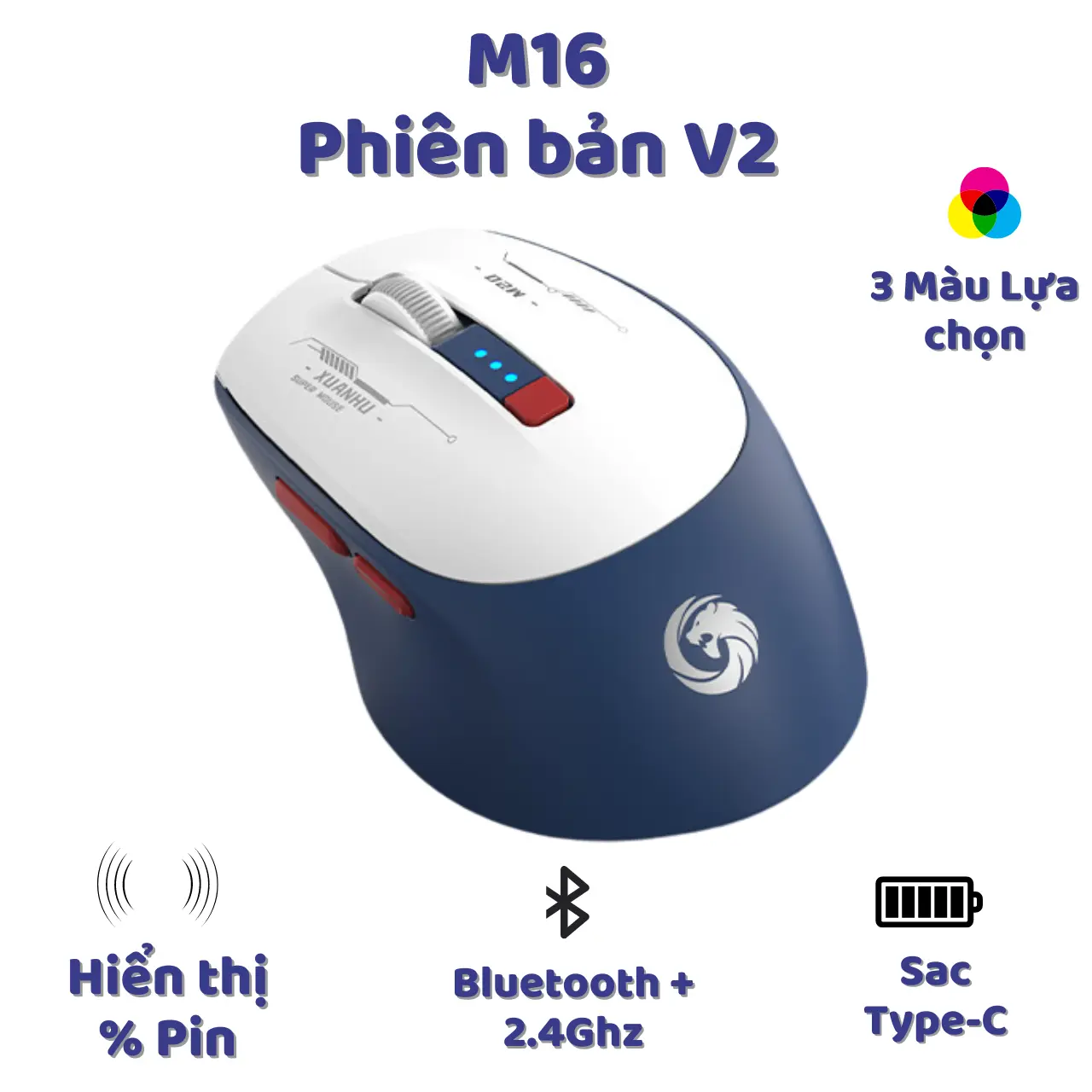[ Deal Độc Quyền ] Chuột Không Dây Máy Tính Bluetooth X7 M16 Bản V2 ( M20 ) kết nối Wireless Pin Sạc Kết Nối 2 Chế Độ Cho Mọi Thiết Bị Máy Tính, Laptop