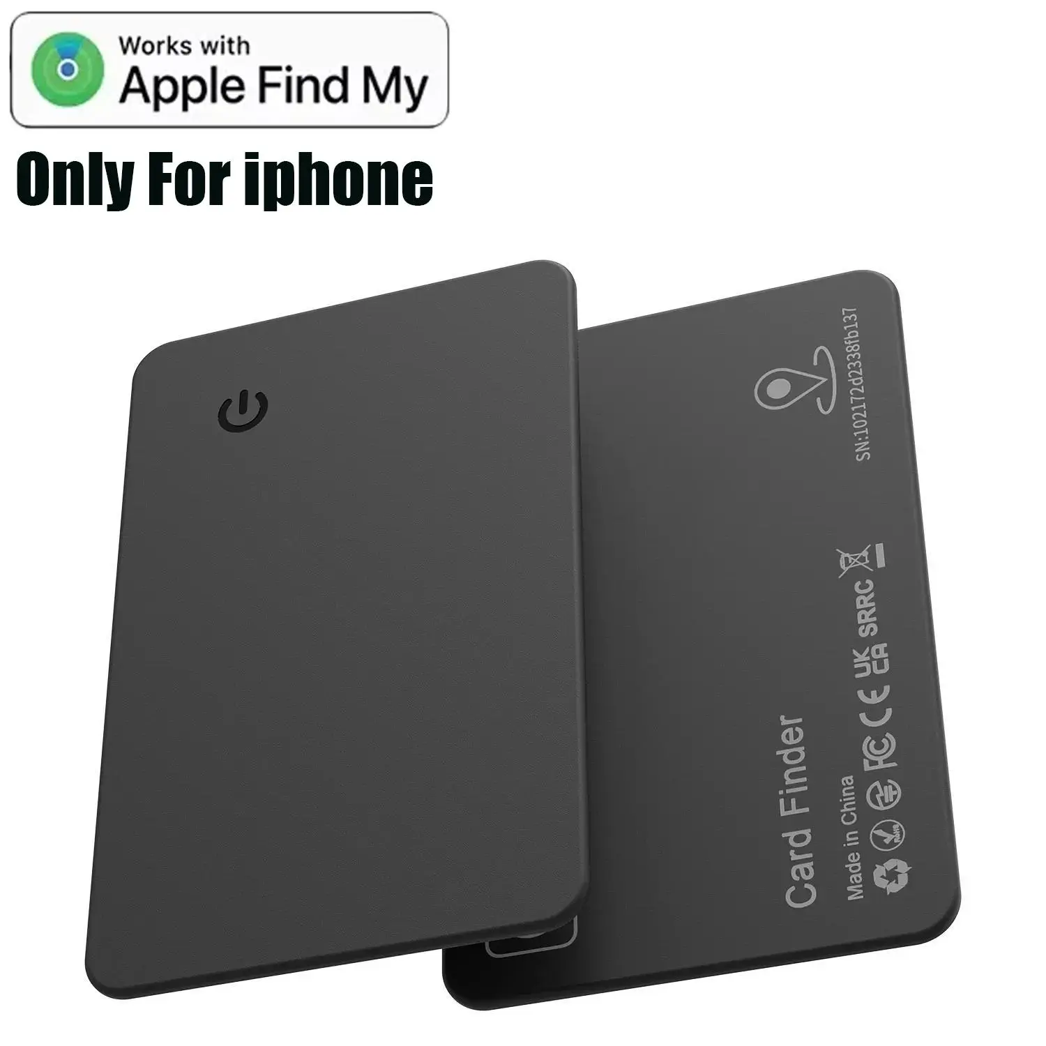 Wallet Tracker Card, Thin Finder, Item Locator for Luggage Tags, Passports, Phone, IP68 Waterproof Item Locator for Apple Find My, GPS Sensor, Portable, Wireless