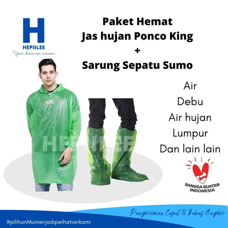 Jas Hujan Ponco  Rainbow 2 pcs dengan Sarung Sepatu Sumo 2 pasang - 2 set 1
