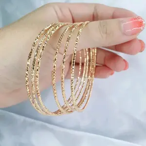 Gelang tangan perhiasan emas wanita model keroncong 6 pcs titanium/viral/anti karat Dewasa Rose dan Gold