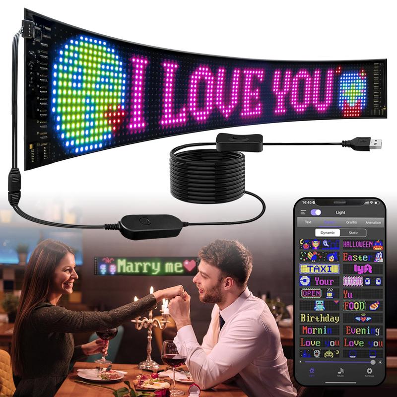 Product Introduction of LED Sign, 1 Count Programmable Flexible LED Matrix Panel, Bluetooth-compatible App Control LED Sign for Party Wedding Graduation Outdoor Beach, Homedecor 0
