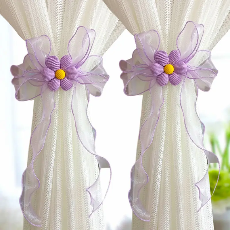 Rèm Nơ Hoa Phong Cách Công Chúa, Hàng Mới Về, Gói Một Cặp, Rèm Lưới Đơn Giản, Rèm Ruy Băng Buộc, Đồ Trang Trí Cà Vạt Nhỏ