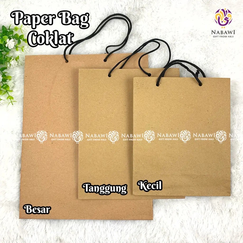 Paper Bag Polos Coklat / Tas Kertas Tali / Tas Souvenir Haji Umroh / Oleh-oleh Haji Umroh