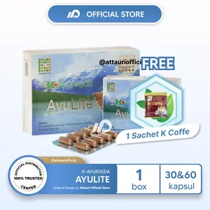 K-Ayurveda AyuLite Original Ayu Lite 1 Box isi 30 & 60 Kapsul Untuk Masalah Diabetes Meningkatkan Fungsi Hati Menyerap Racun Attauri Official Store K Link Original Official Store