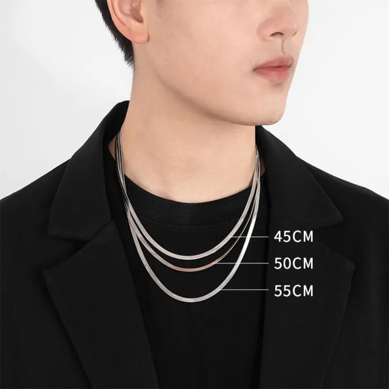 Dây Chuyền Xương Rắn, Chất Liệu Thép Titan, Thời Trang, Đơn Giản, Cá Tính, Dây Chuyền Phẳng, Thích Hợp Cho Áo Len Unisex 2