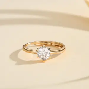 Jewelry Cincin Wanita Dewasa Yang Dapat Disesuaikan Kristal Berlapis Emas Anti Luntur Aksesoris Fashion