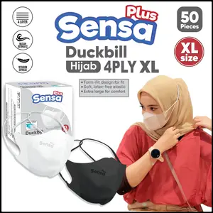 Masker Duckbill Sensa Plus Hijab XL 4ply isi 50pcs