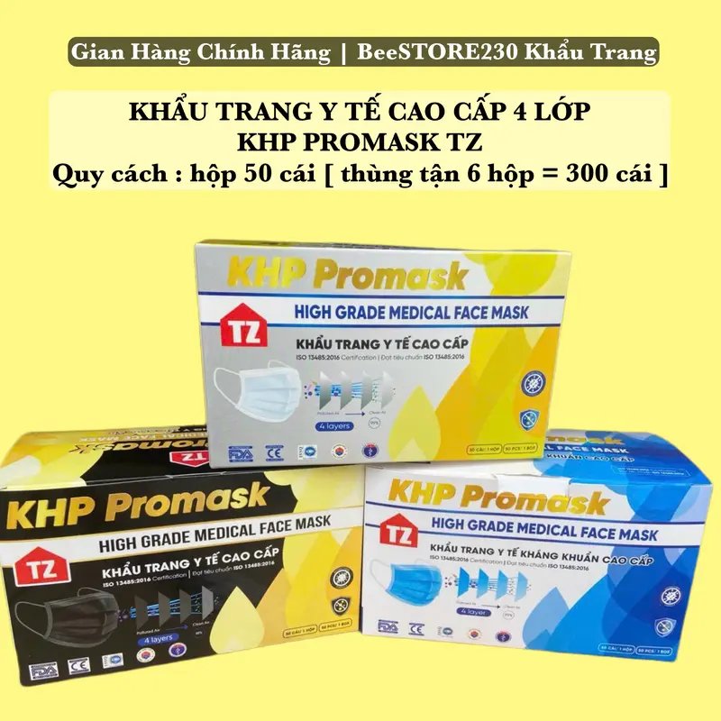 THÙNG 5H tặng 1 HỘP ( 50 cái/ hộp ) Khẩu Trang Y Tế 4 Lớp Dày Đẹp Cao cấp 3