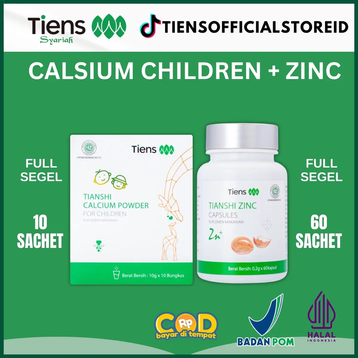 [ NUTRISI ANAK ] Suplemen Tianshi Zinc & Tianshi Calsium - Membantu Meningkatkan Tinggi Badan - BPOM - Organik