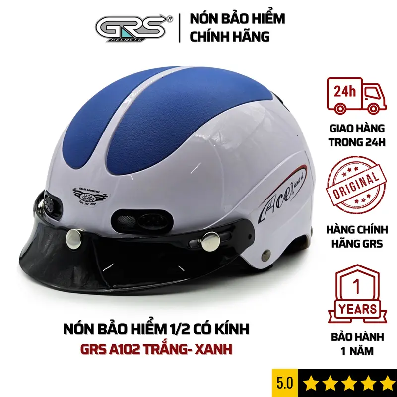 Mũ bảo hiểm nửa đầu GRS HELMETS A102, nón bảo hiểm có lưỡi trai, thiết kế an toàn, thoáng mát, gọn nhẹ phù hợp cho cả nam và nữ size 55- 58 cm 6