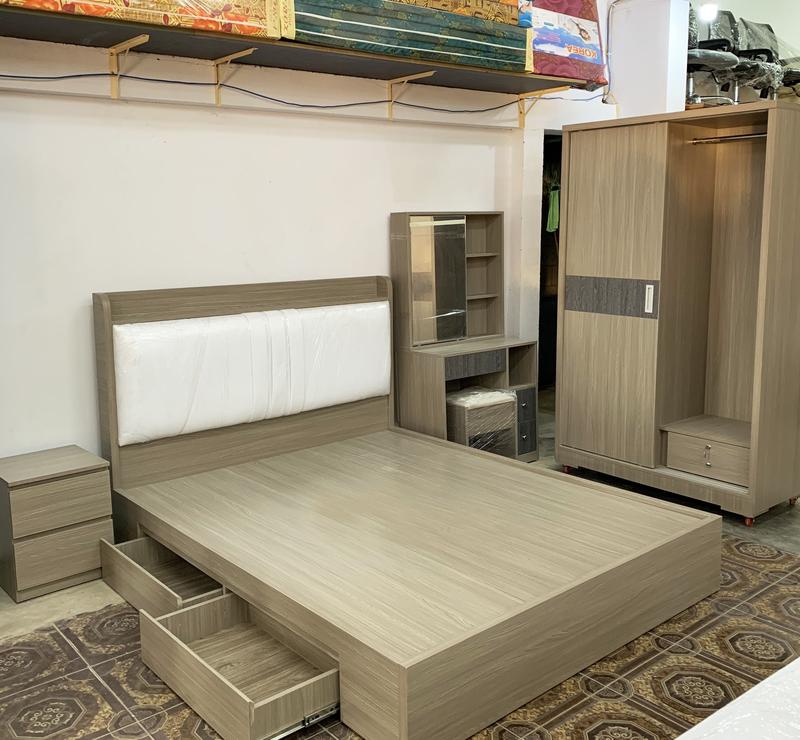 [Freeship HCM] Giường ngủ bọc nệm 2 hộc kéo MDF CPX-G09 2