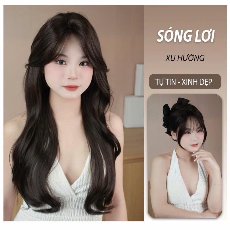 Tóc Giả Nữ Nguyên Đầu Dệt Kim HALI Xoăn Lơi 60cm Nhiều màu chất liệu tơ hàn cao cấp chịu nhiệt