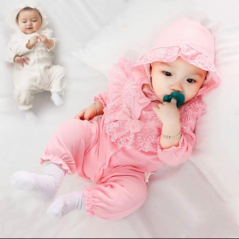 Body suit bé gái KAS142 2 màu 0-15kg chất zip hàn mềm mịn co giãn 4 chiều kèm mũ dây cột