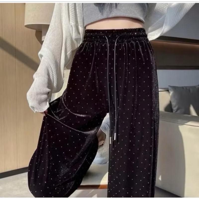 Quần nhung dài ống suông đính đá nhiệt phong cách Hàn Quốc AN76 cho nữ - Women 6