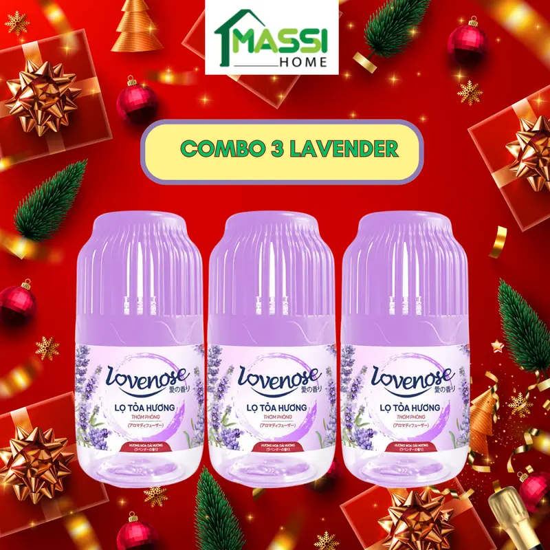 Combo 3 Lọ tỏa hương Lovenose hương thơm tự nhiên dễ chịu khử mùi sáp thơm phòng thế hệ mới siêu thơm 45 ngày, 180ml Dầu Thơm Phòng 0