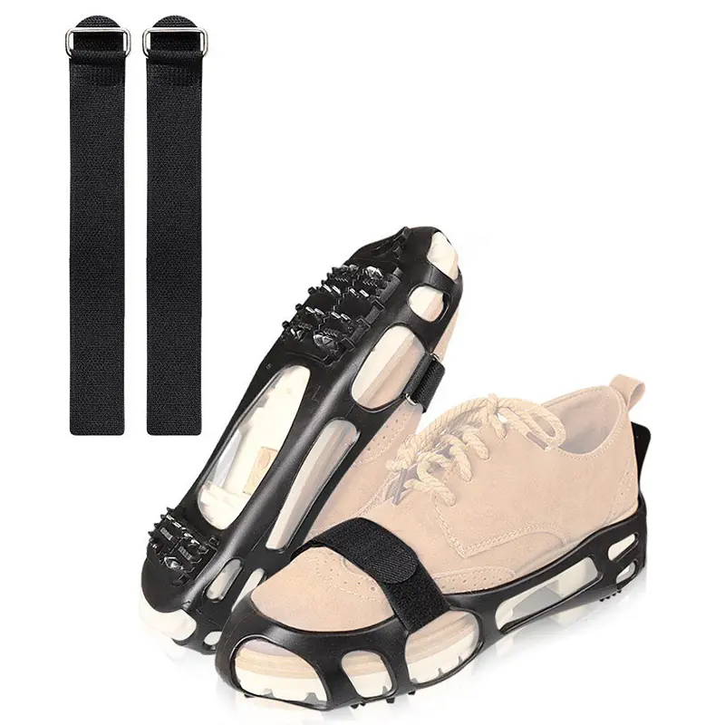 HZ 2Pcs Studs Anti-Skid Crampons Shoe Cover Straps For Climbing Snow Ice Shoe Adjustable Magic Paste Strap For Shoes Outdoor Sport