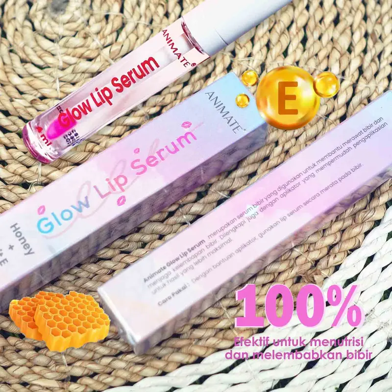 Animate Glow Lip Serum Honey + Vit E Pelembab Bibir Vitamin Bibir Pink 3