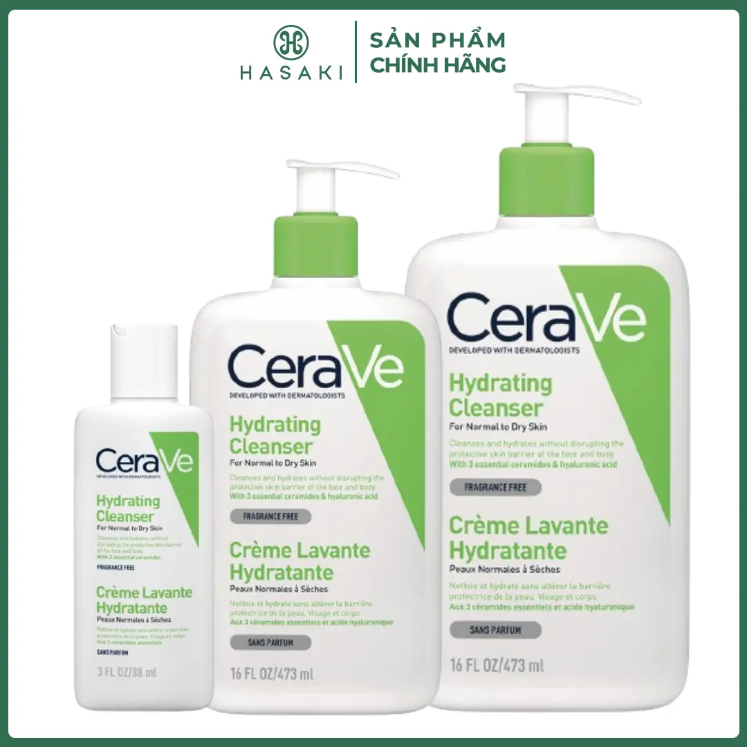 Sữa rửa mặt cho da thường và khô Cerave Hydrating Cleanser 473ml