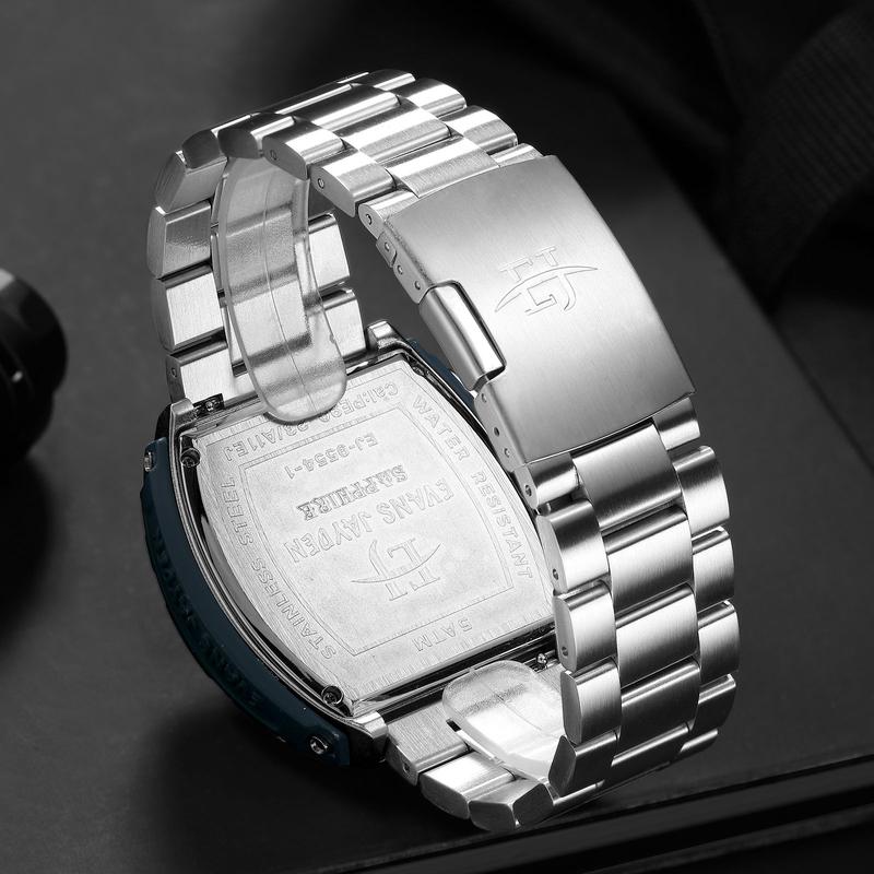 DISKON jam tangan  !! Evans Jayden Jam Tangan Pria 9554-1 Rantai Stainless Steel Kaca Sapphire Chronograph Water Resistant 5ATM Air Bahan Watches Waterproof 9