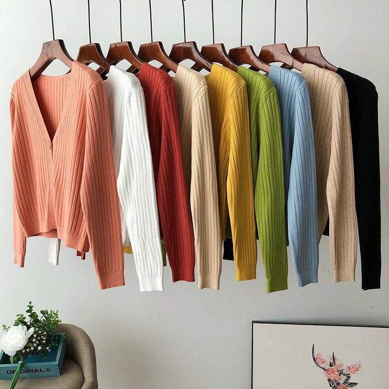 Áo Len Cardigan Dáng Croptop Mềm Mịn 3 Khuy, Áo Khoác Len Nhẹ Dễ Mix Đồ Nữ Women Voi áo  len vai