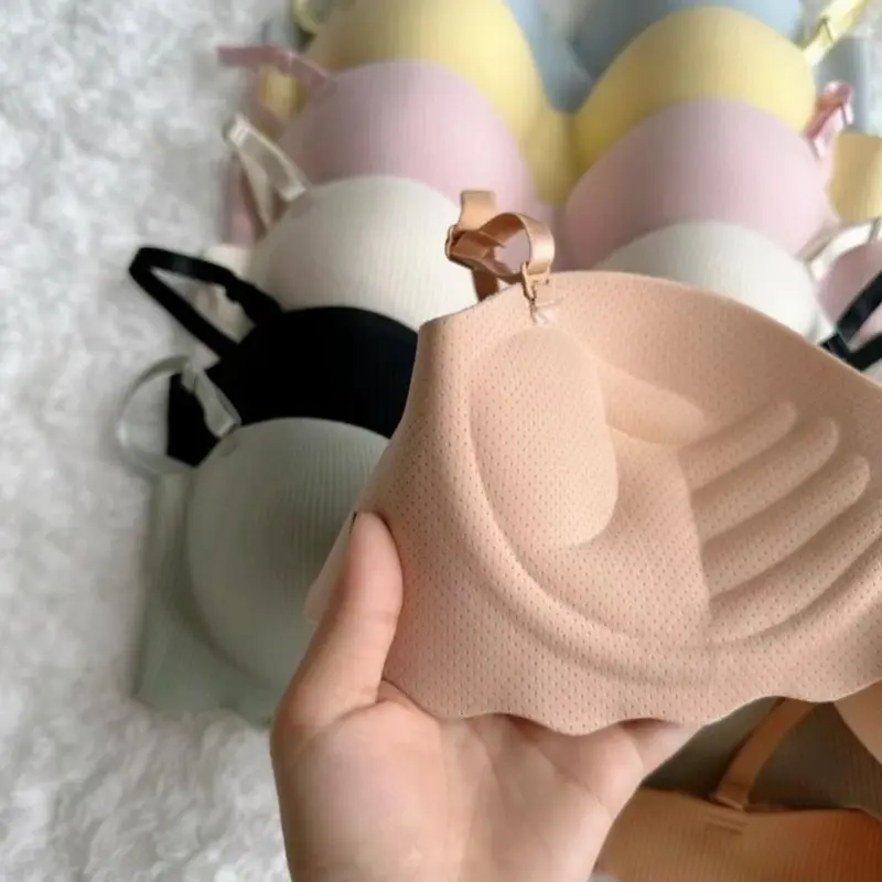 Sét 3 ÁO lót nữ su non mềm MK đệm 1.5cm thông hơi không hằn viền không gọng Bra Nhung Women áo Top KING SHOP -- combo 3 áo ngực A5277 1