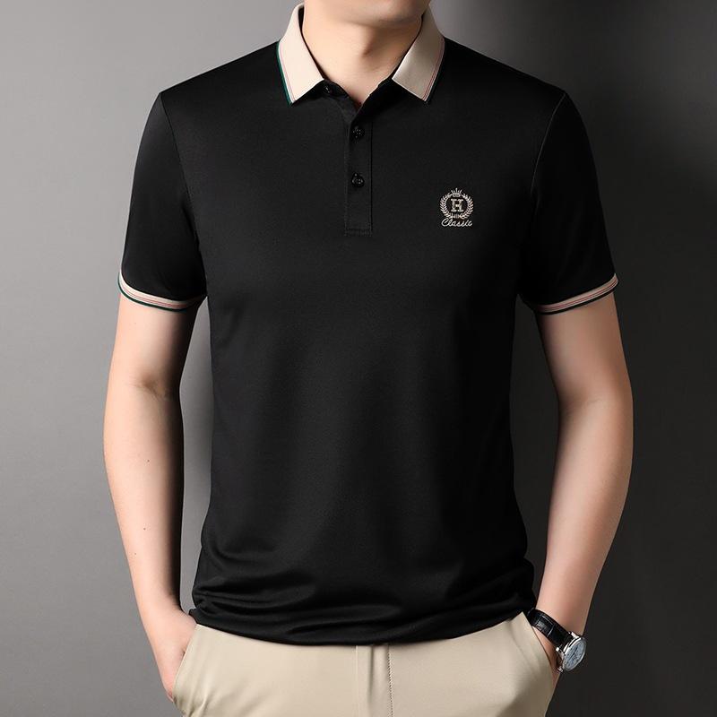 Áo thun Polo nam thêu Logo H vải cá sấu cotton co giãn 4 chiều cực kỳ sang trọng 1