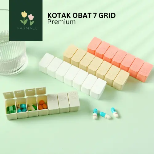VASMALL - KOTAK TEMPAT PENYIMPANAN OBAT PIL 7 SEKAT | PORTABLE MEDICINE STORAGE BOX TRAVEL | KOTAK OBAT TRAVEL 0