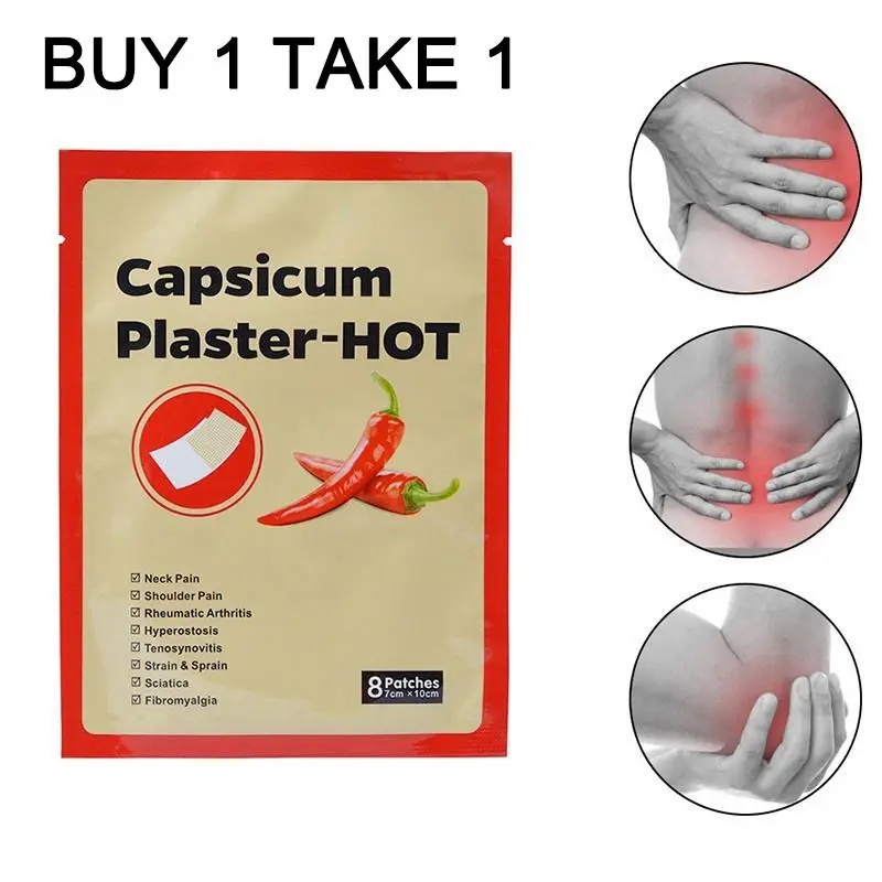 【BUY 1 TAKE 1】8 Pcs Pain Relieve Patch Chinese Medical Capsicum Plaster for Joints Porous Chilli Patch