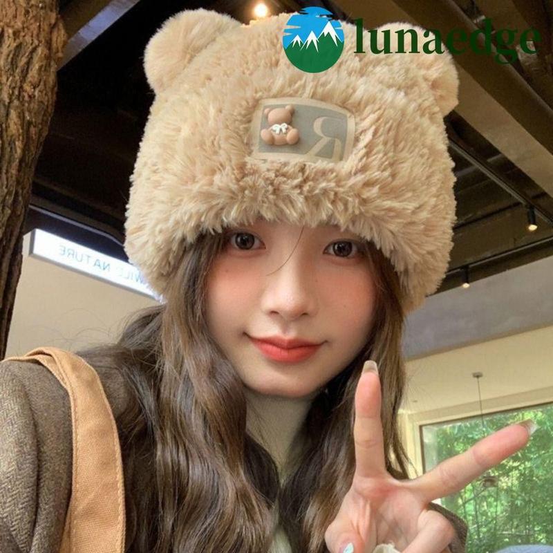 Mũ tai gấu lông thỏ, Mũ gấu sang trọng mùa đông ấm áp dễ thương, Mũ len bảo vệ tai dày thời trang cho bé gái Hat
