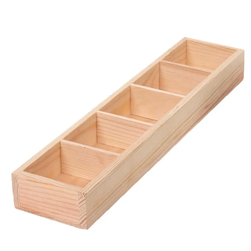 Natural Wooden Succulent Plant Flower Bed Pot Through garden