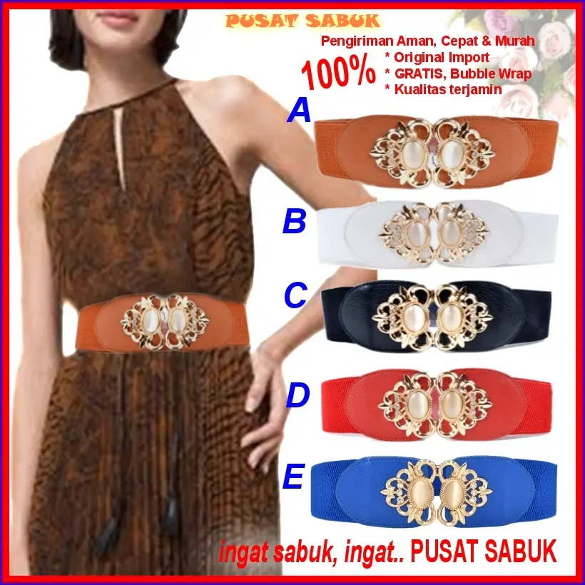 Belt Sabuk Wanita Obi Karet Ikat Pinggang Fashion Gesper Cewek Korea Oby Impor Besar Jumbo Women Big
