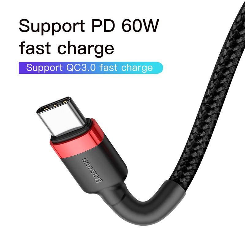 Baseus Kabel Data Cafule Type-C to USB C Cable PD2.0 60W Fast Charging (20V 3A) 5